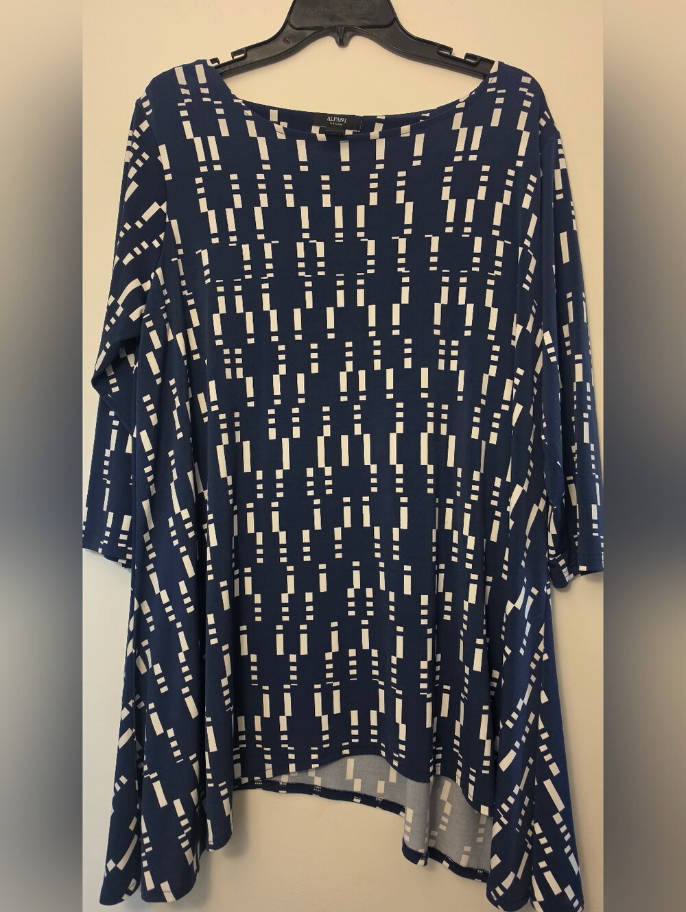 Alfani Navy & White Geometric Swing Tunic